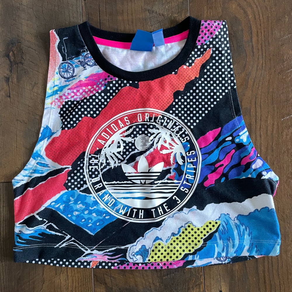 Adidas Originals Black and Pink Crop Top